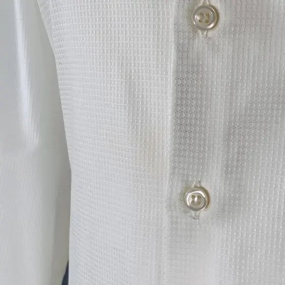 DSQUARED2 Size S White Cotton Textured Spread Collar Shirt